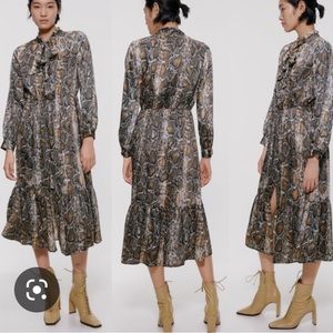 Zara snake print midi dress
